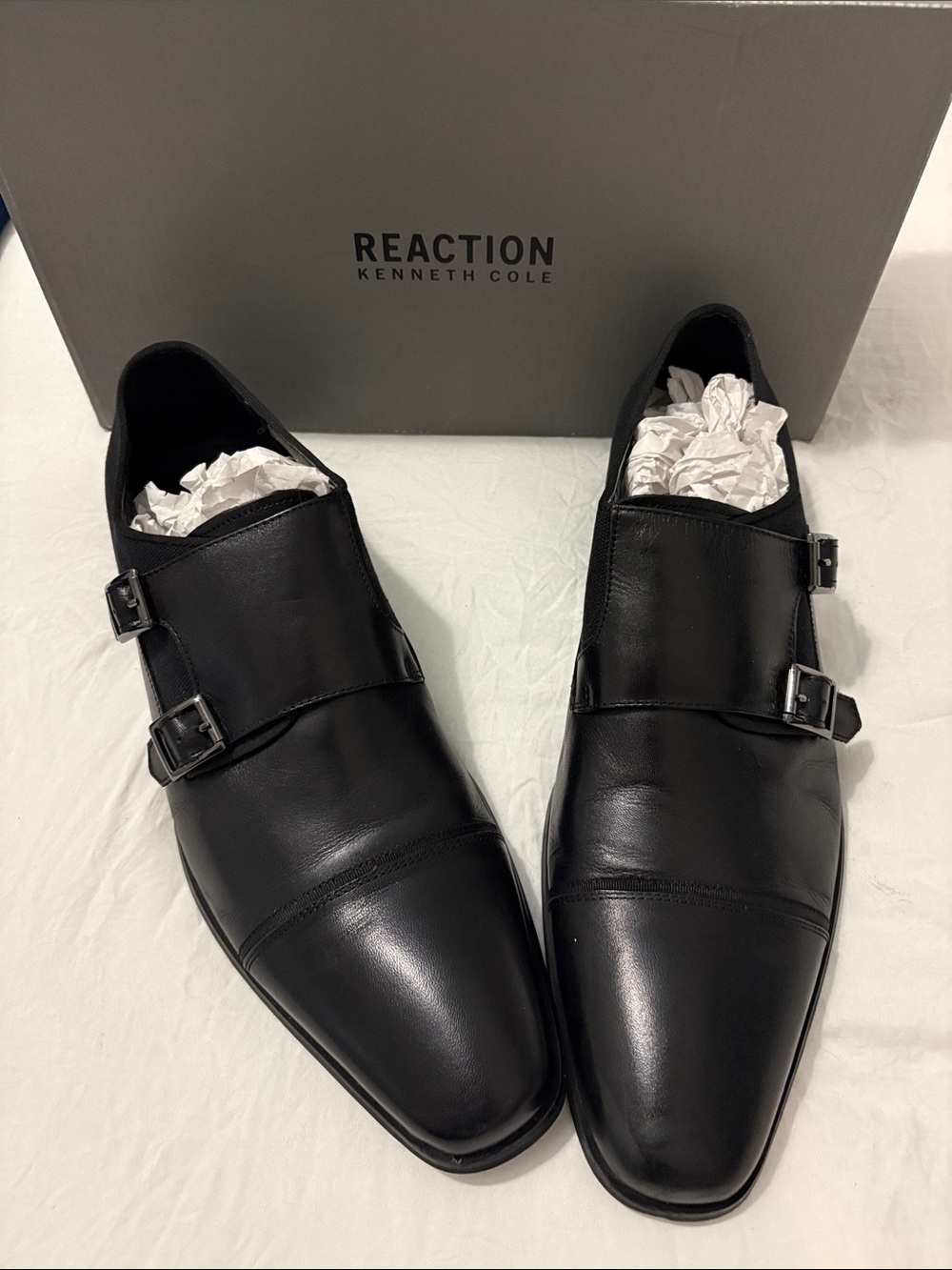 Kenneth Cole Reaction Men's Black Double Monk Strap Oxfords